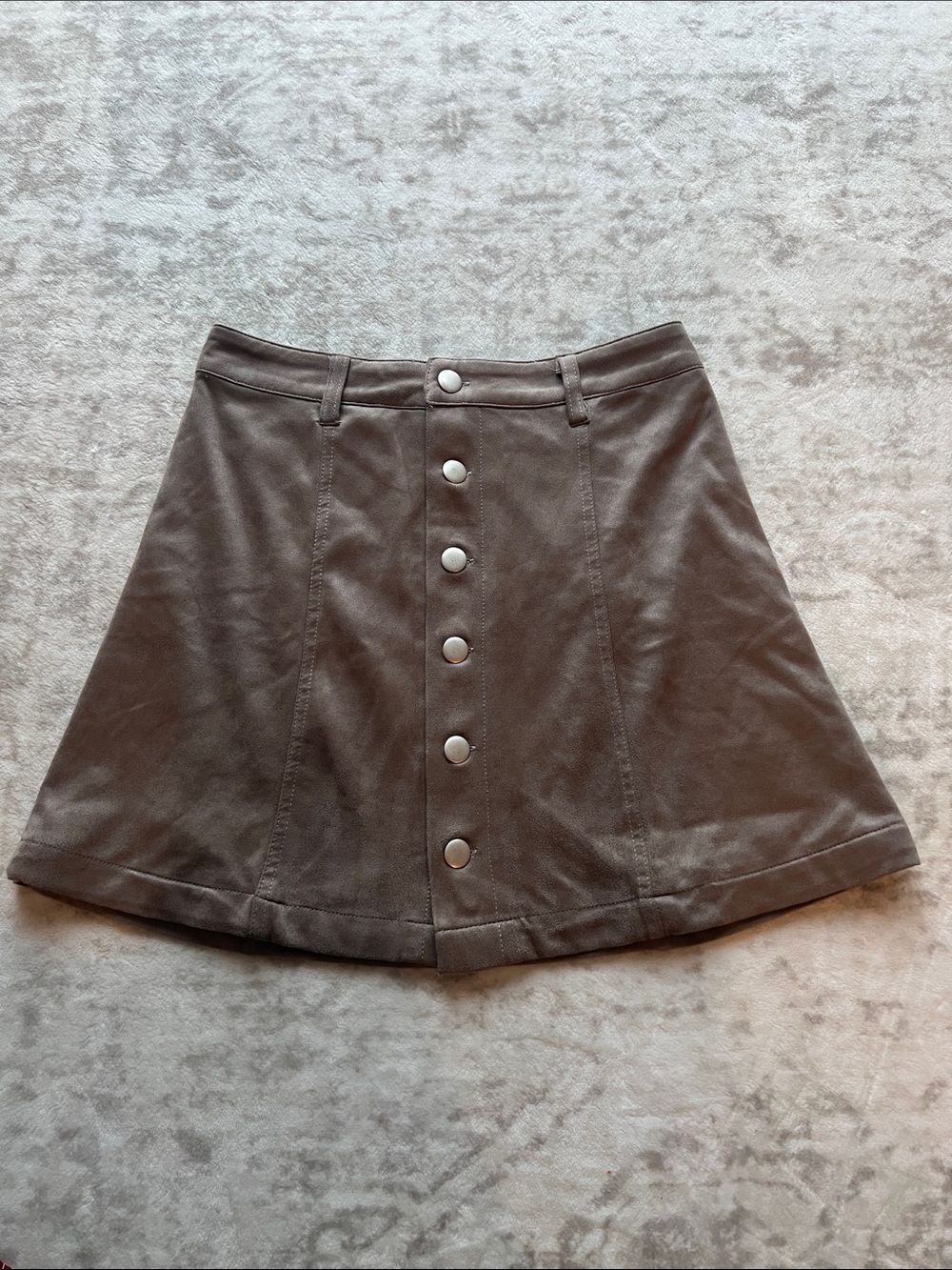 Button-Front A-Line Skirt in taupe